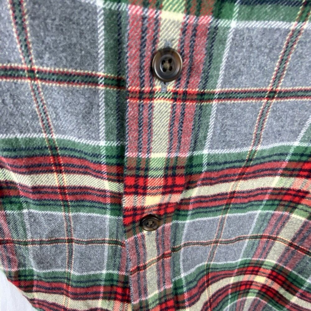 LANDS END Shirt Mens M Plaid Flannel 100% Cotton Button‎ Down Pocket MINT! - Picture 7 of 14